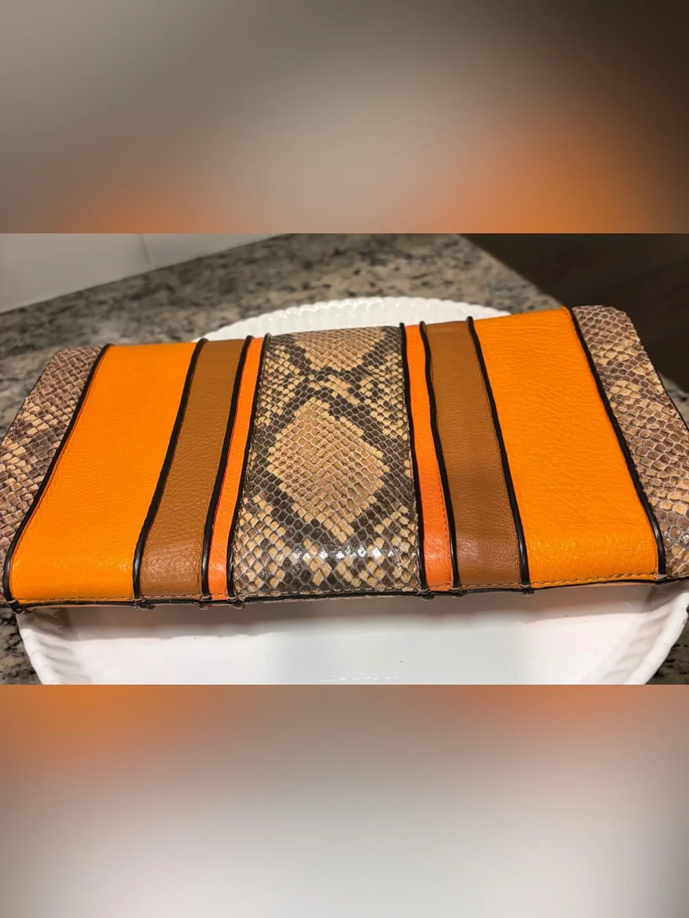 Coach Madison Pinnacle Striped Exotic Clutch,